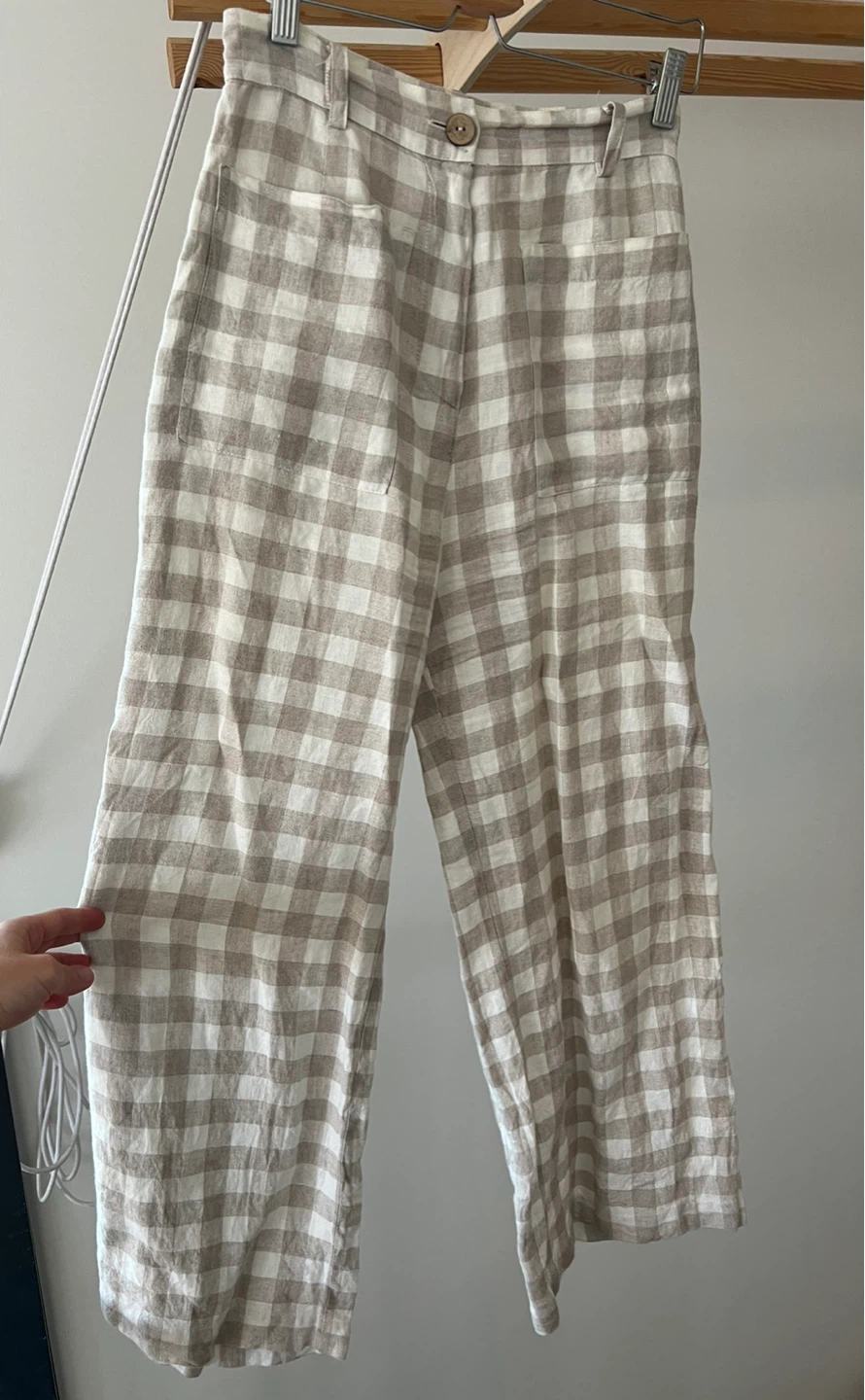 Linen wide leg pants - Gingham
