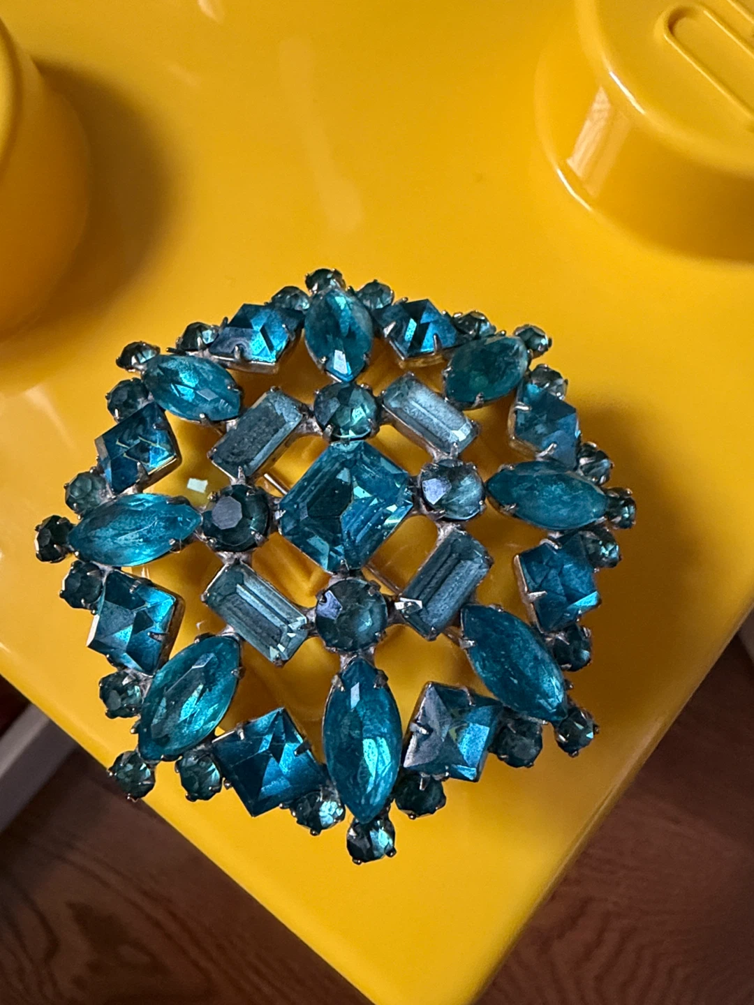 Sparkly Blue Rhinestone Brooch