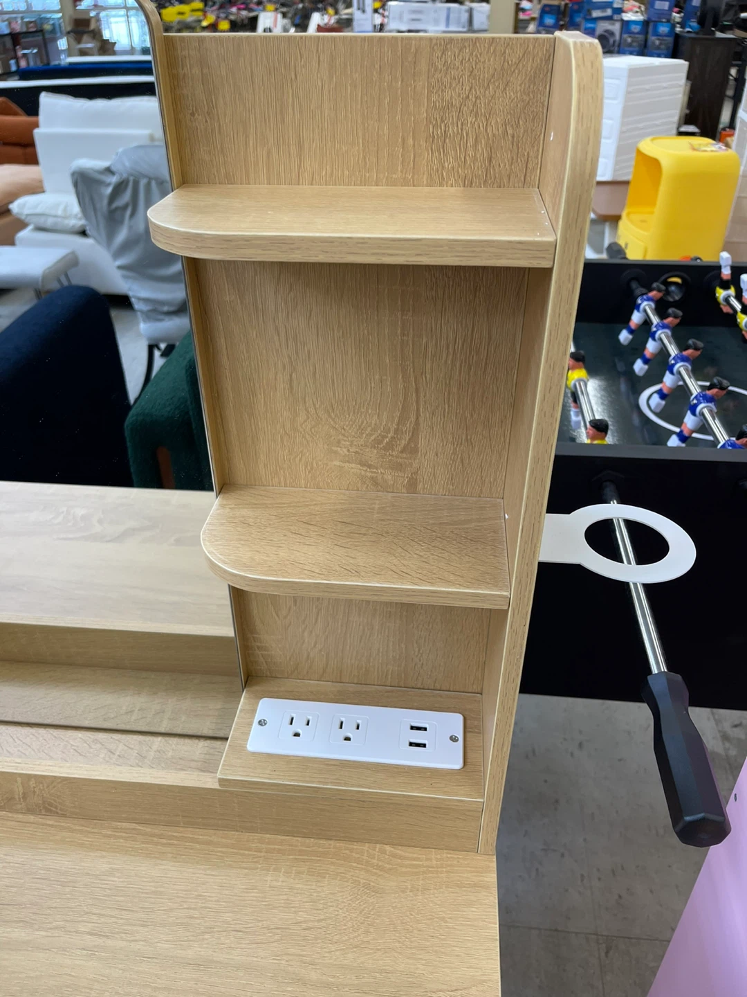 Oak-look Desk with Built-in Power Strip - photo 2