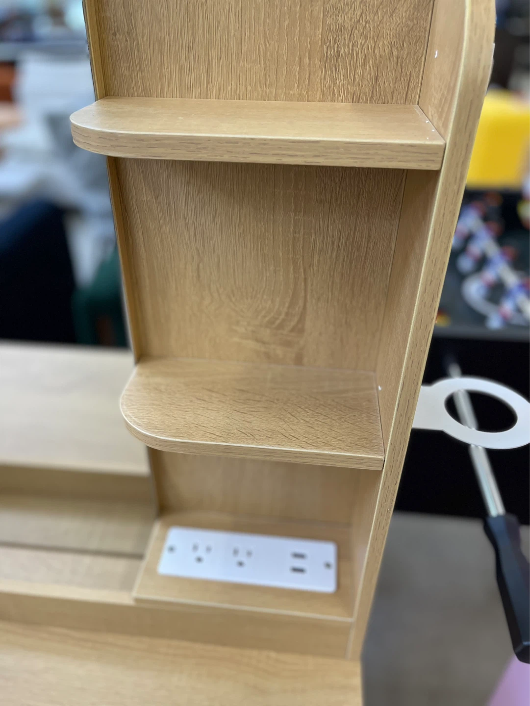 Oak-look Desk with Built-in Power Strip - photo 5