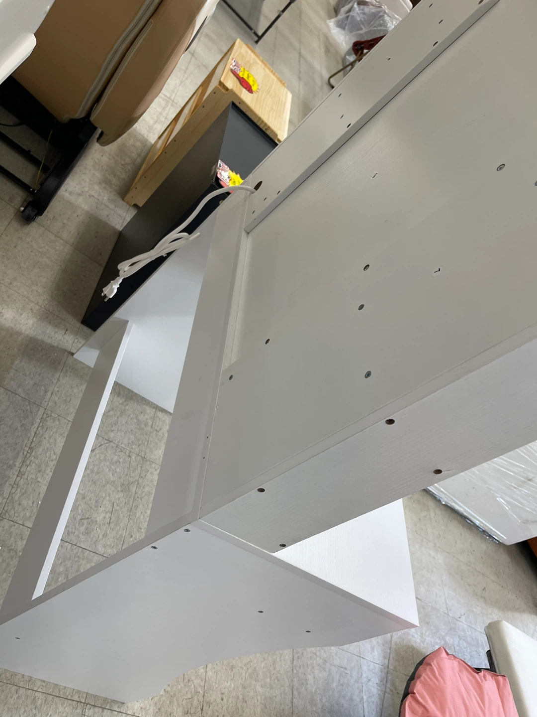 White Vanity Desk with Mirror and Built-in Outlets - photo 4