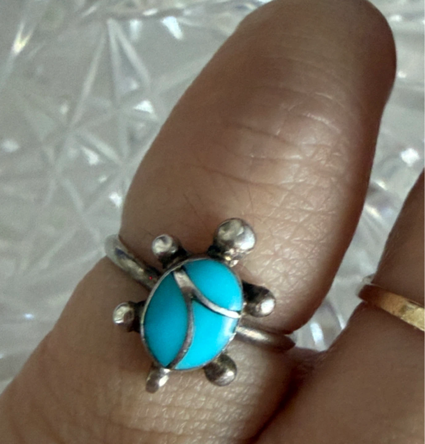Sterling Silver Turtle Ring with Turquoise pinky ring