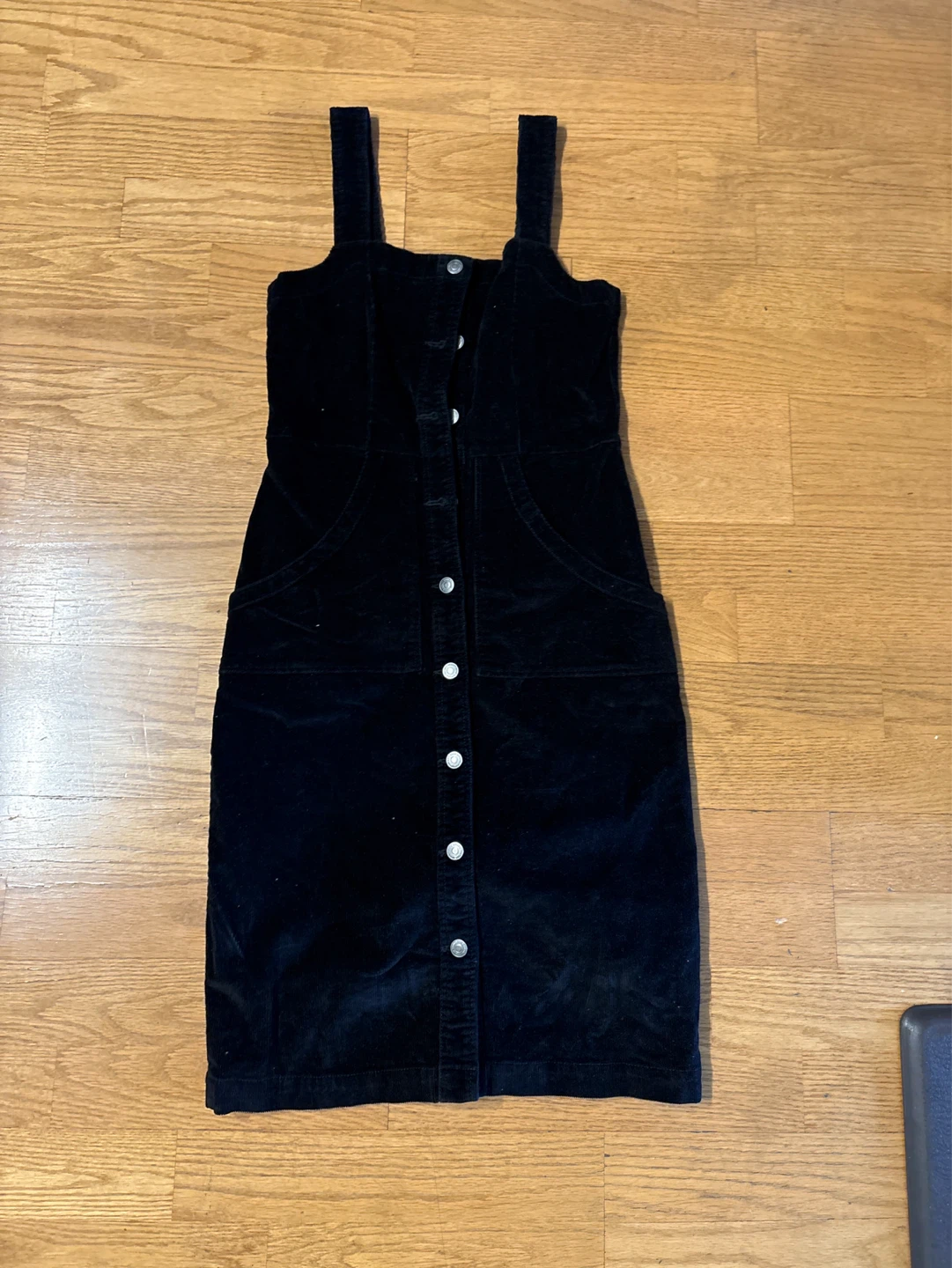 Black Corduroy Pinafore Dress