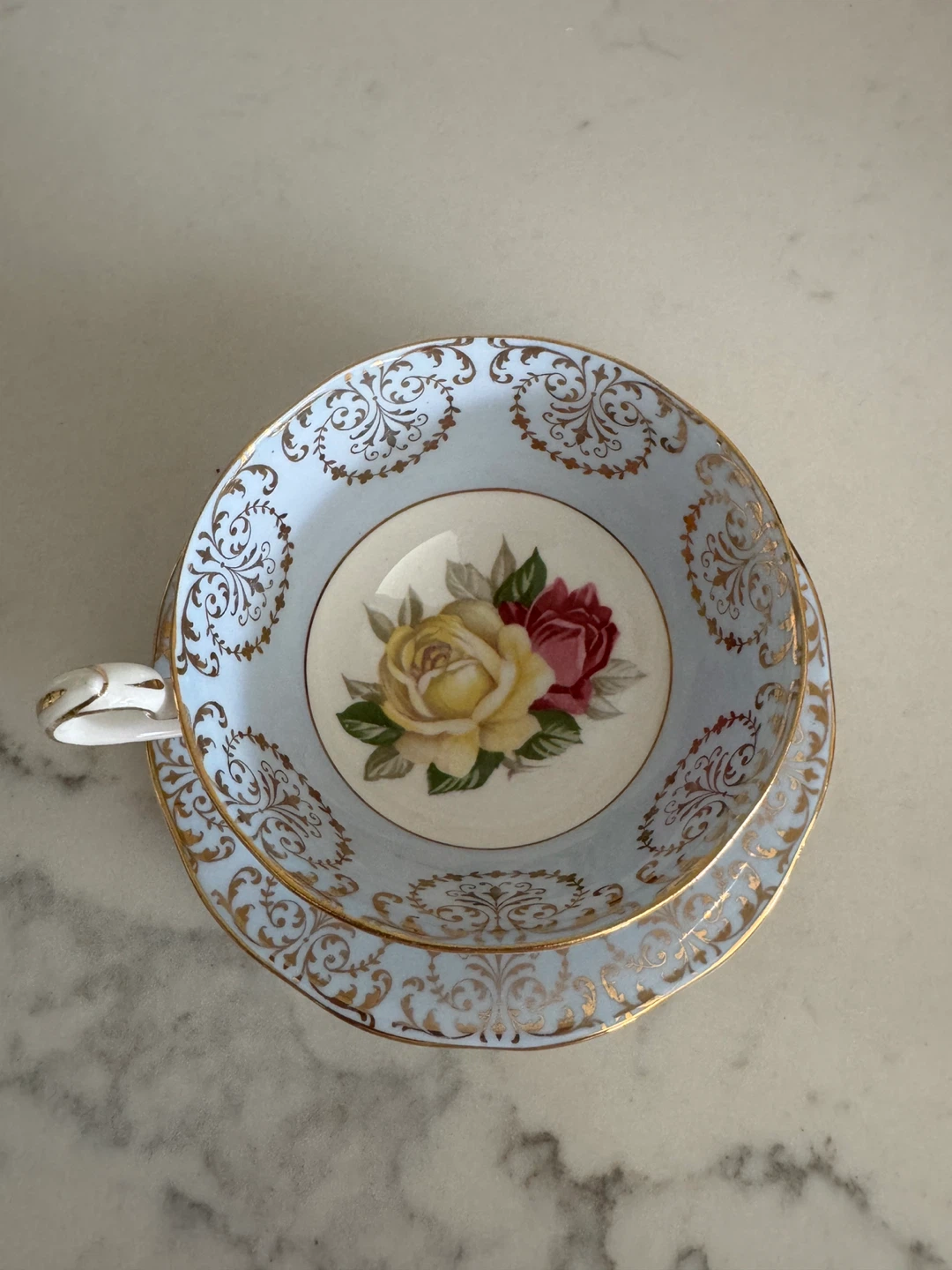 Light Blue Floral Teacup and Saucer Set - photo 3
