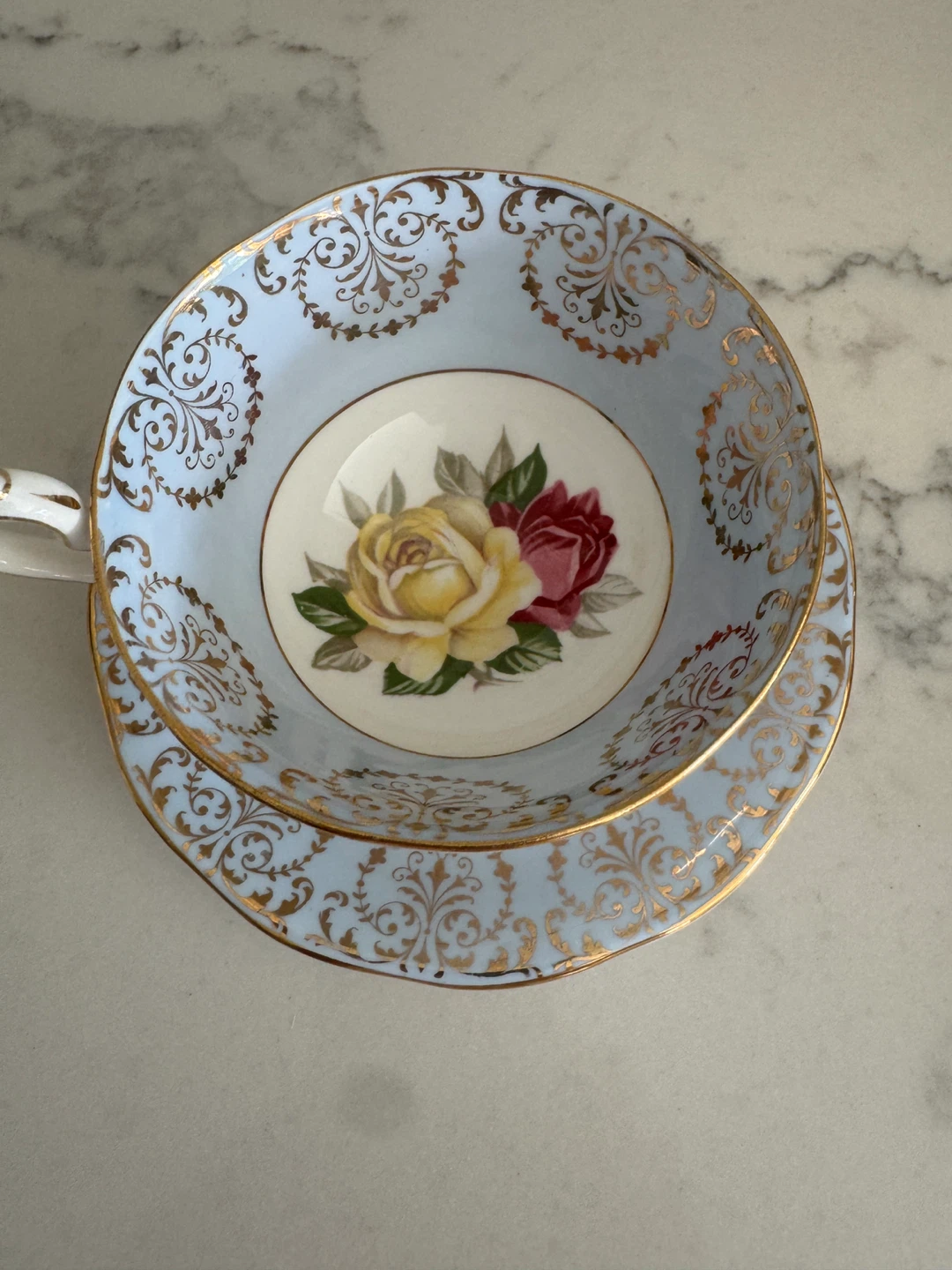 Light Blue Floral Teacup and Saucer Set - photo 4