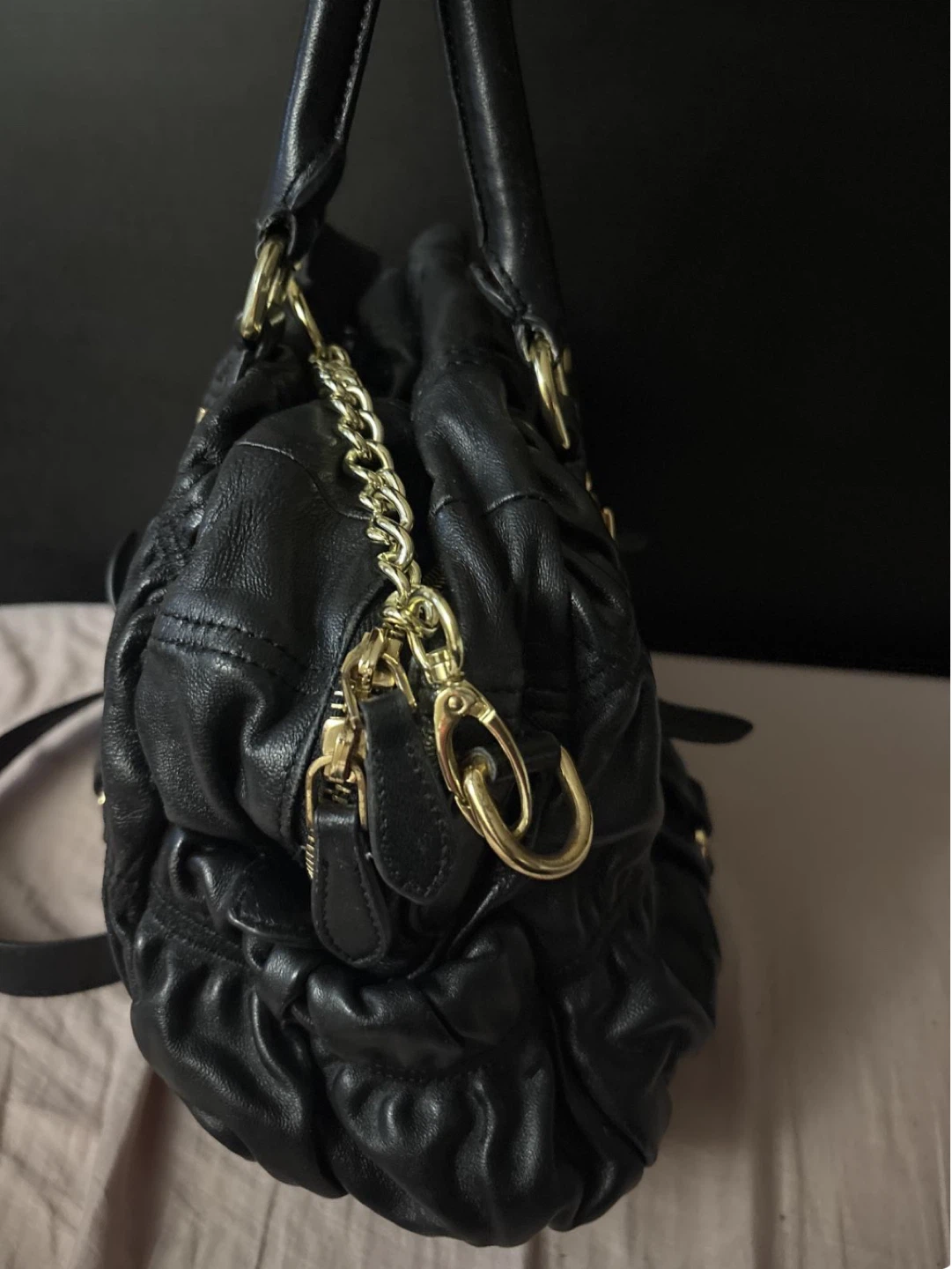 Prada Black Leather Ruched Handbag - photo 5