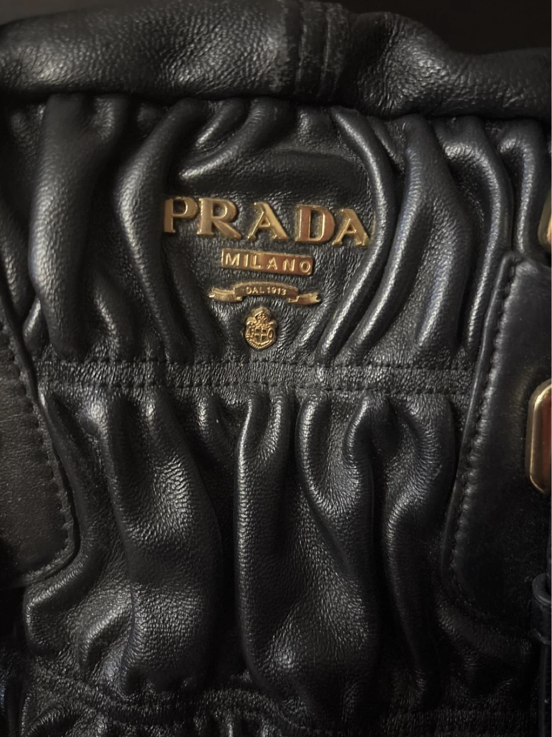 Prada Black Leather Ruched Handbag - photo 3