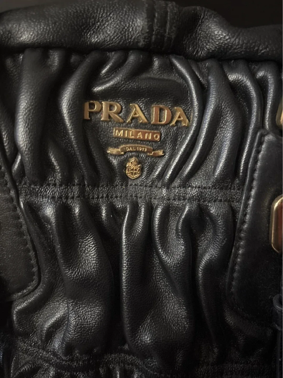 Prada Black Leather Ruched Handbag - photo 3