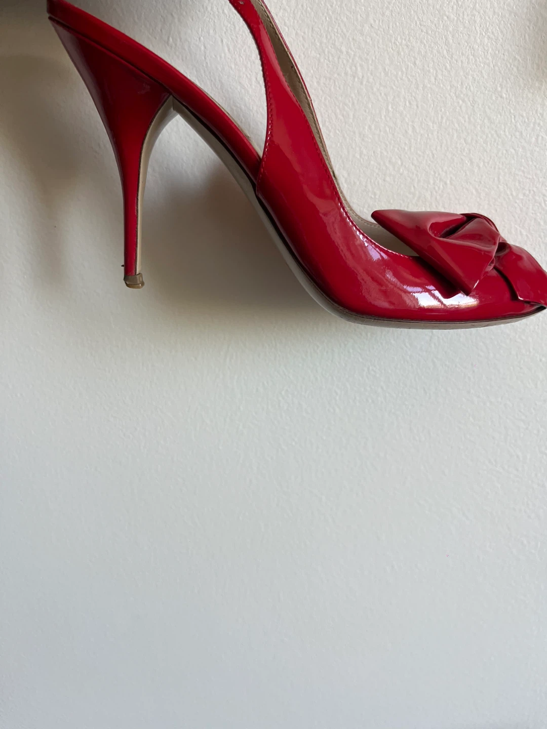 Valentino Red Patent Leather Slingback Heels - Size 7 - photo 3