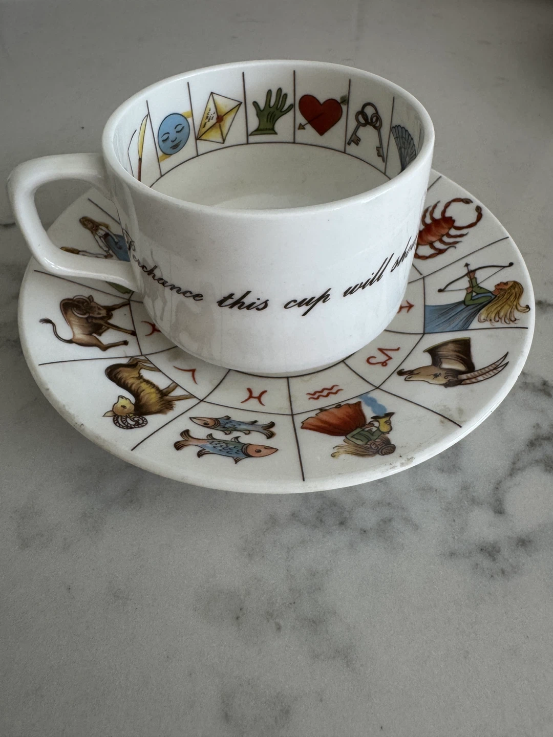 Jon Anton Fine Bone China Fortune Telling Teacup and Saucer Set