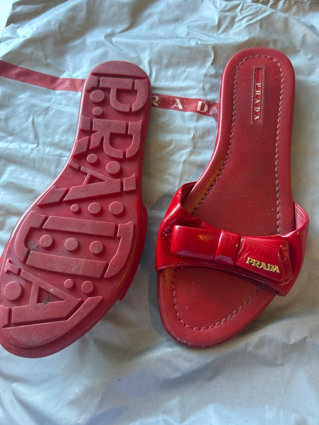 Prada Red Bow Sandals - photo 3