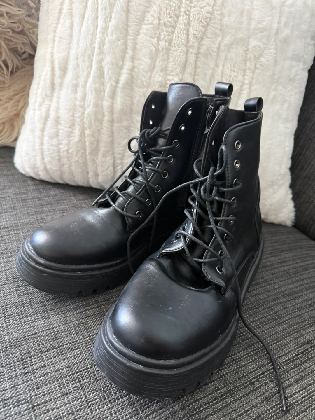 Black Lace-up Combat Boots