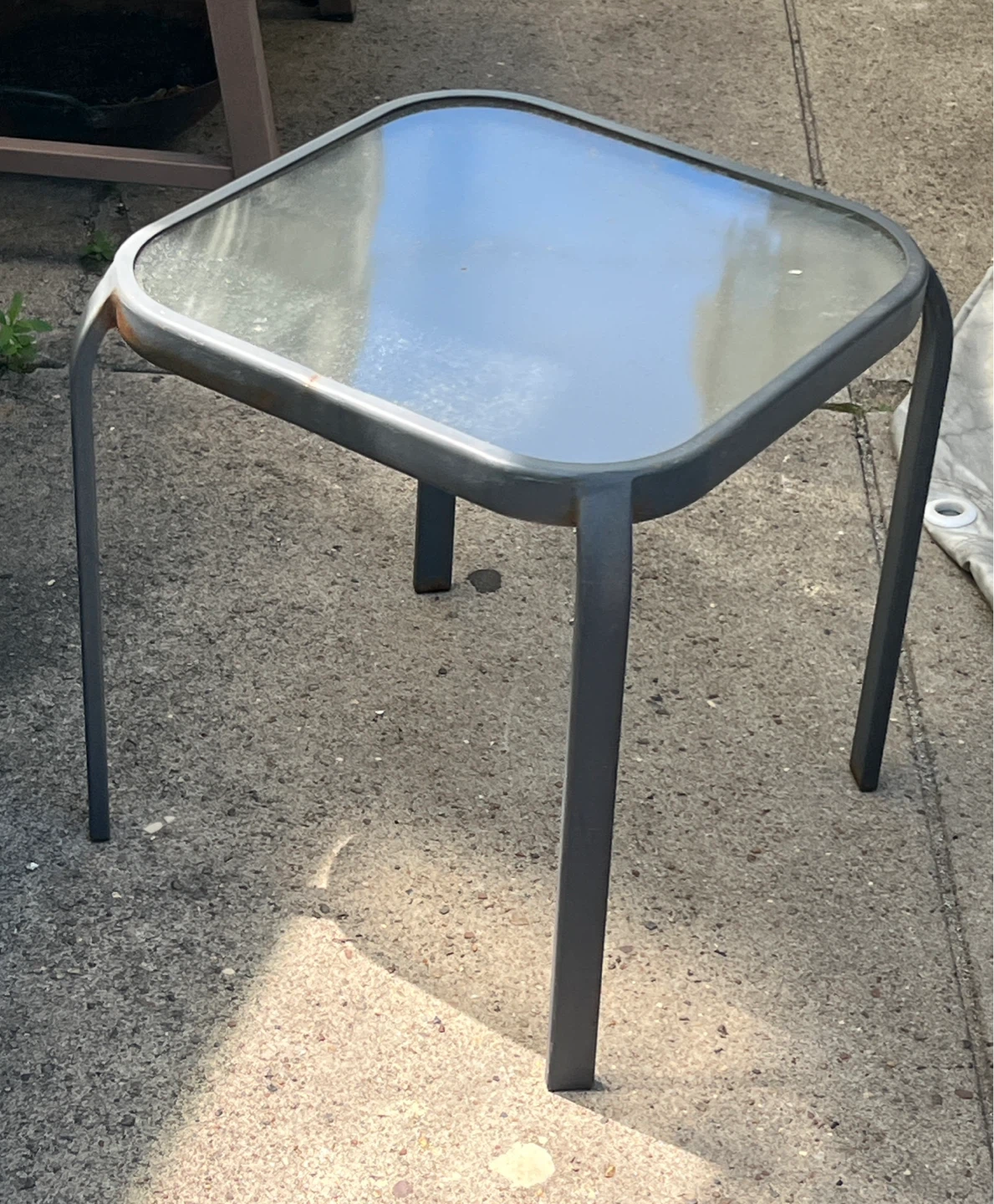 Square Glass Top Side Table