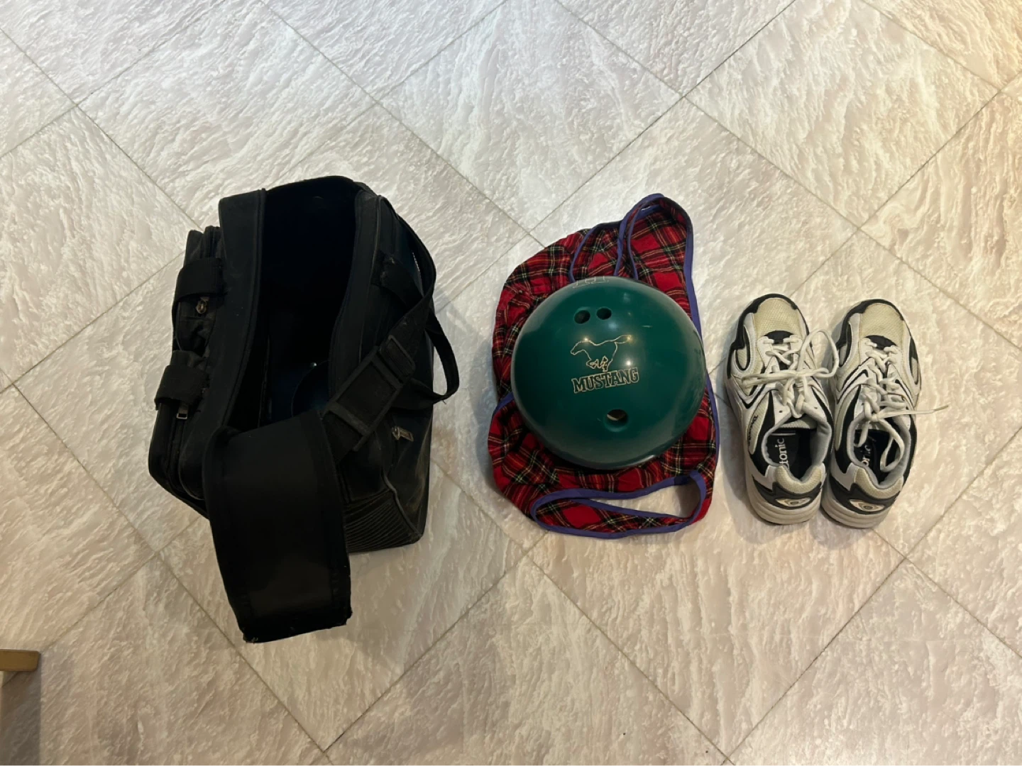 Mustang Bowling Ball and Etonic Bowling Shoes