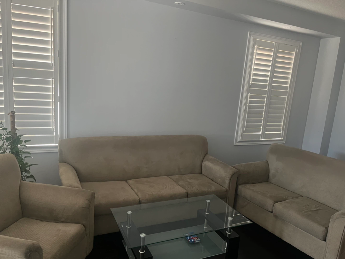 Tan Fabric Sofa and Loveseat Set