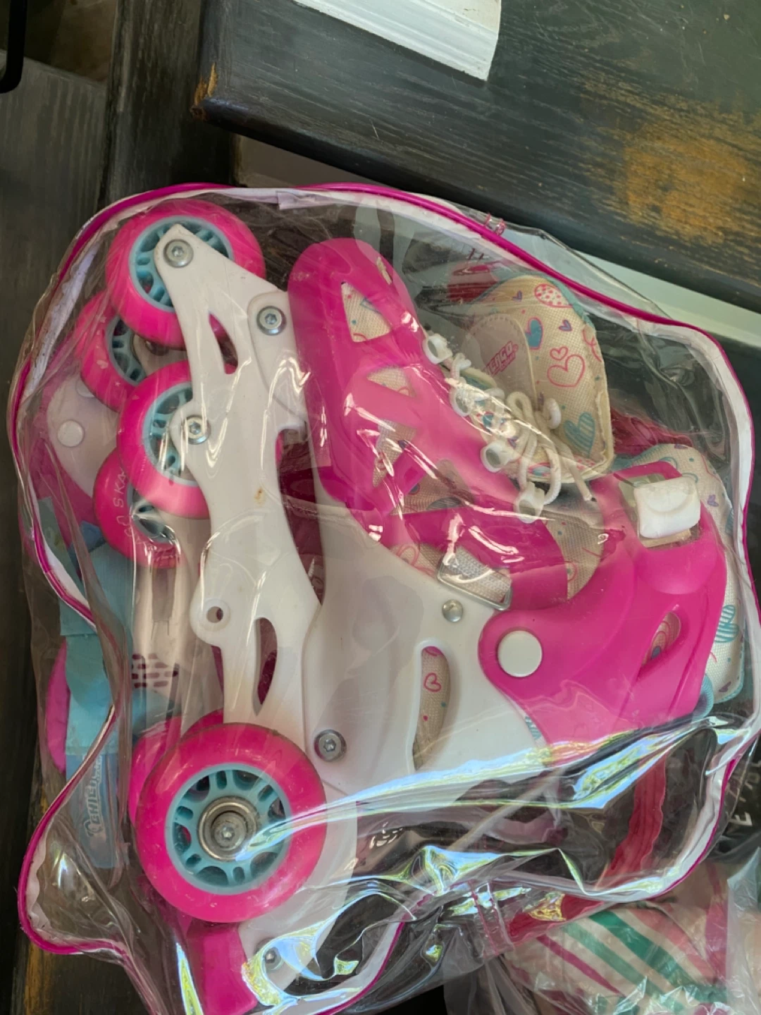 Adjustable (size 1-4) Pink Inline Skates with Bag