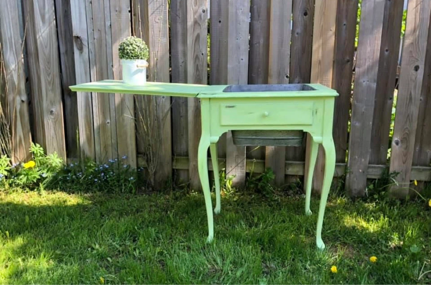 Repurposed sewing Table with cooler Insert