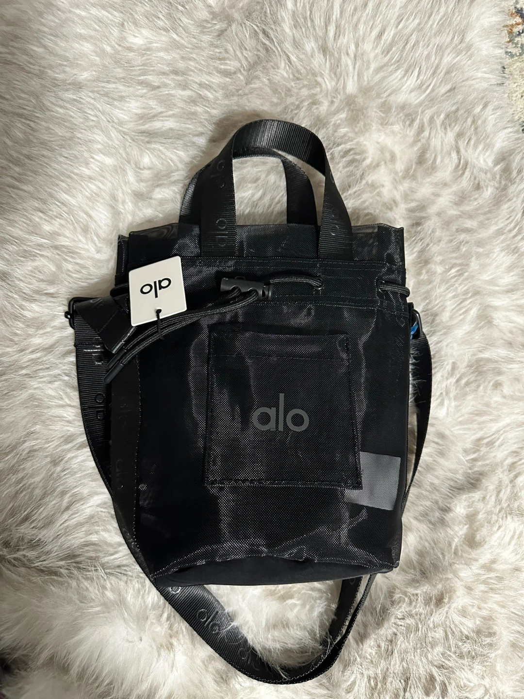 Alo Sheer Cross Body Bucket Bag - Black