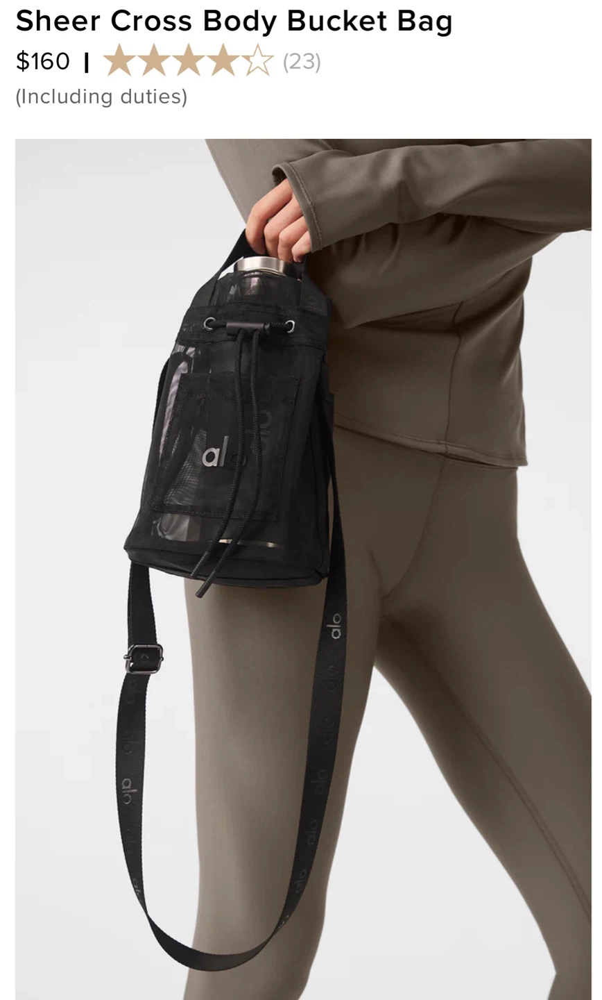 Alo Sheer Cross Body Bucket Bag - Black - photo 3