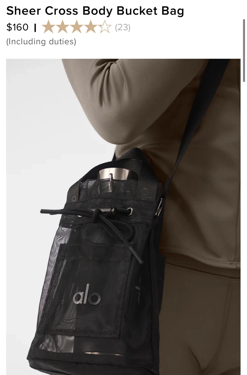 Alo Sheer Cross Body Bucket Bag - Black - photo 4
