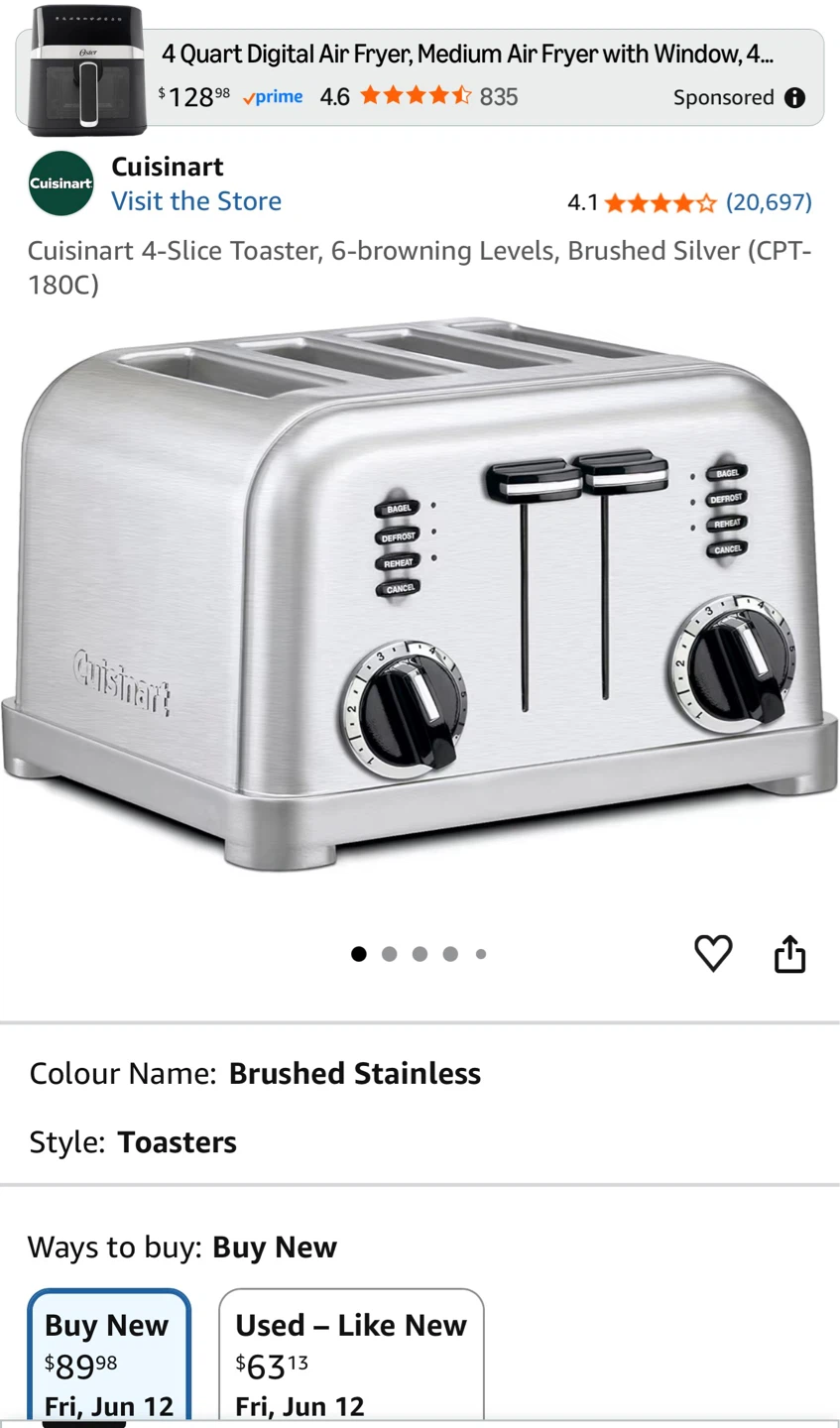 Cuisinart Stainless Steel 4-Slice Toaster