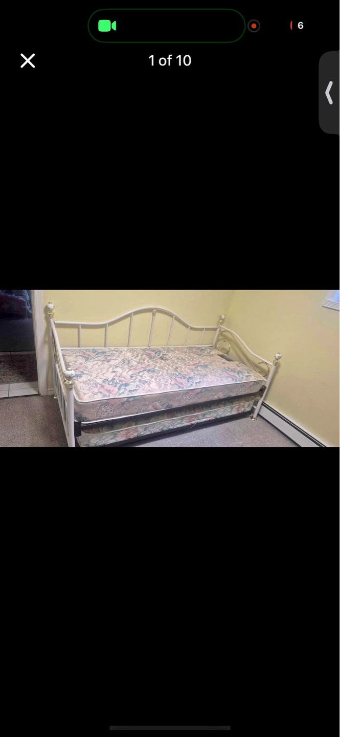 White Metal Daybed with Trundle and Mattresses