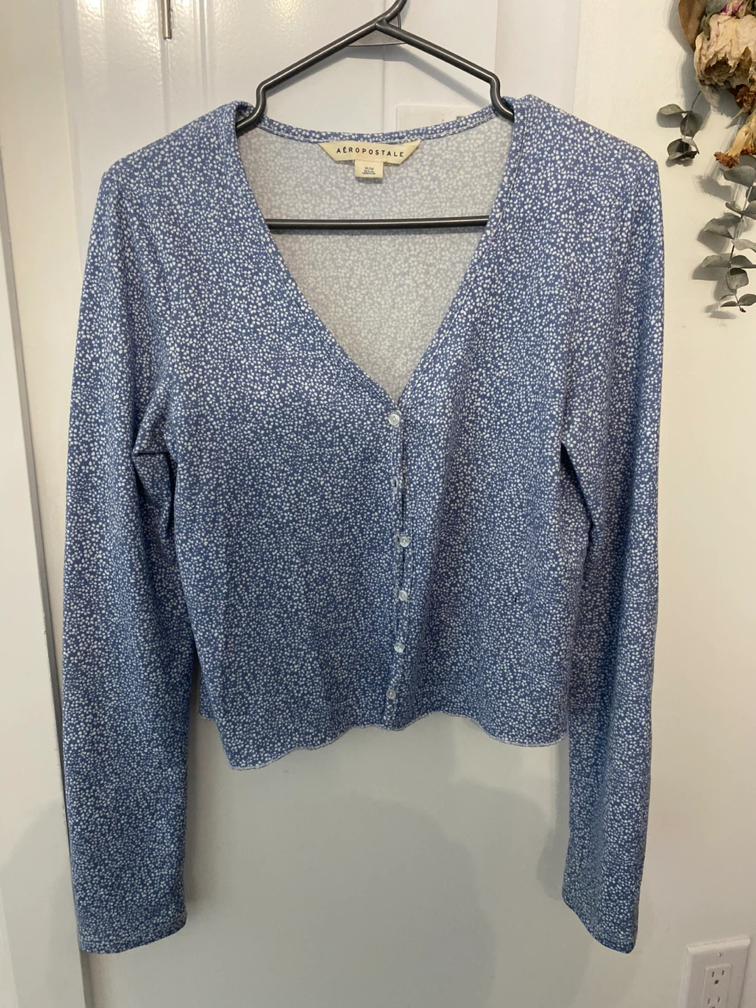 Aeropostale Blue Floral Cardigan top M
