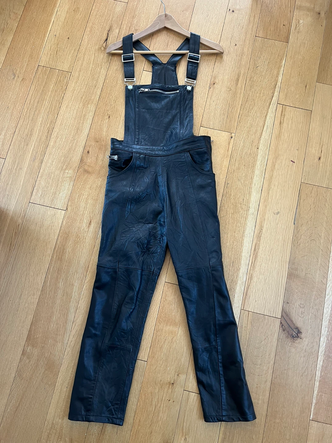 Handcrafted Black Leather Overalls