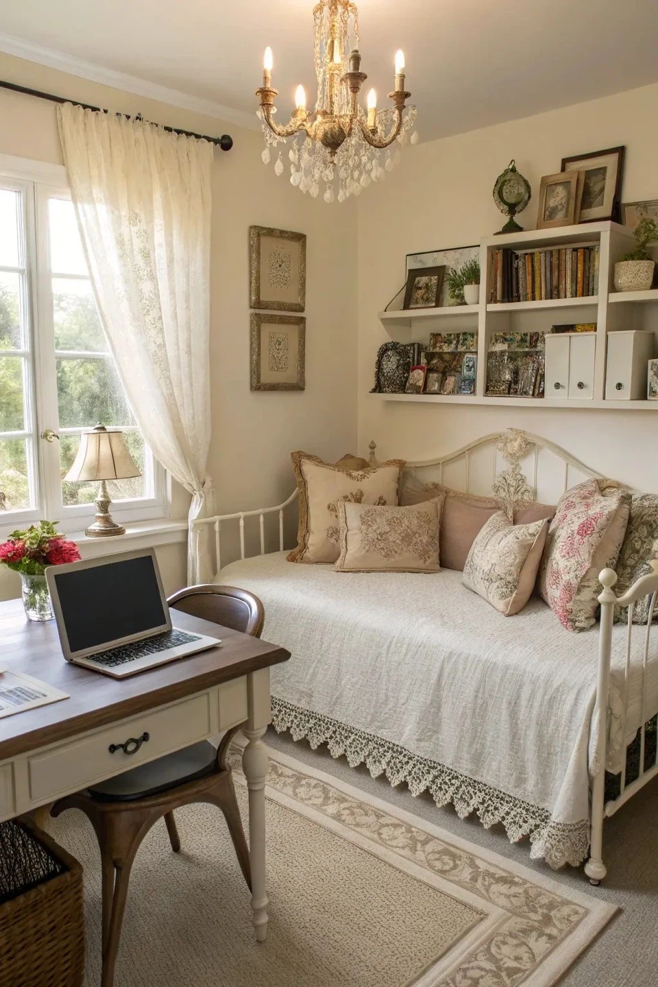 White Metal Daybed with Trundle and Mattresses - photo 2