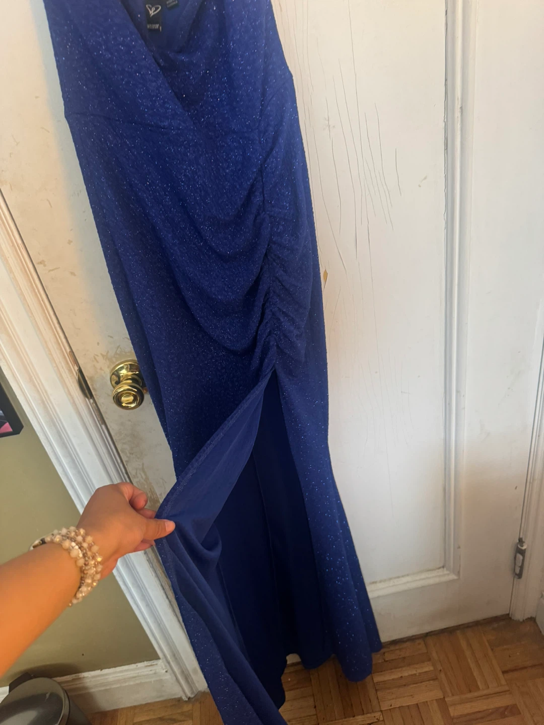 Windsor Royal Blue Sparkly Ruched Maxi Dress with Slit - photo 4