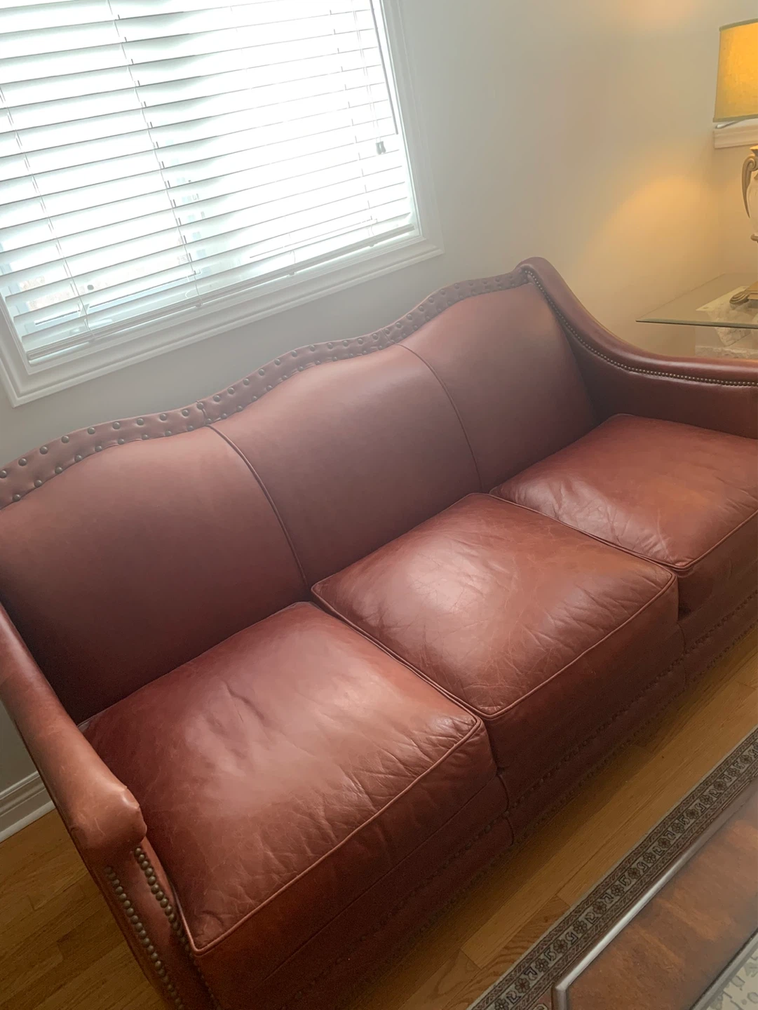 Classic vintage aubergine Leather Sofa
