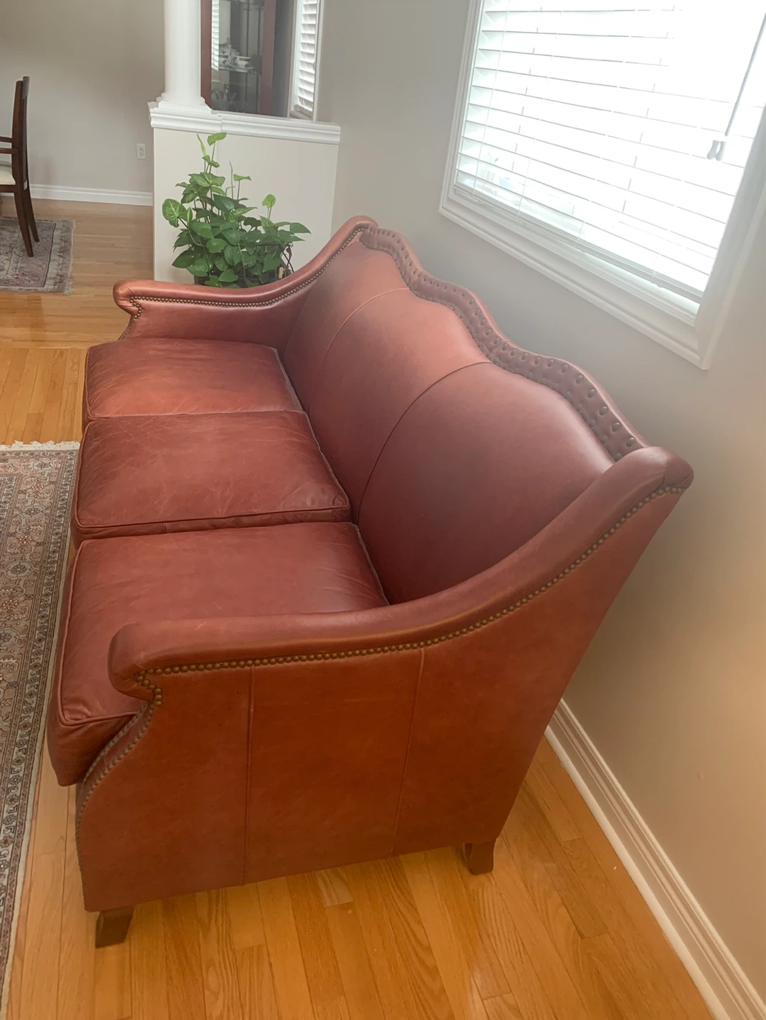 Classic vintage aubergine Leather Sofa - photo 2