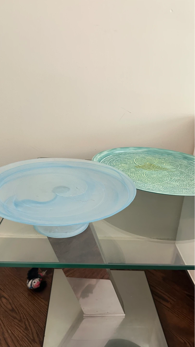 3 pieces Decorative Teal and White Swirl Plate - photo 2