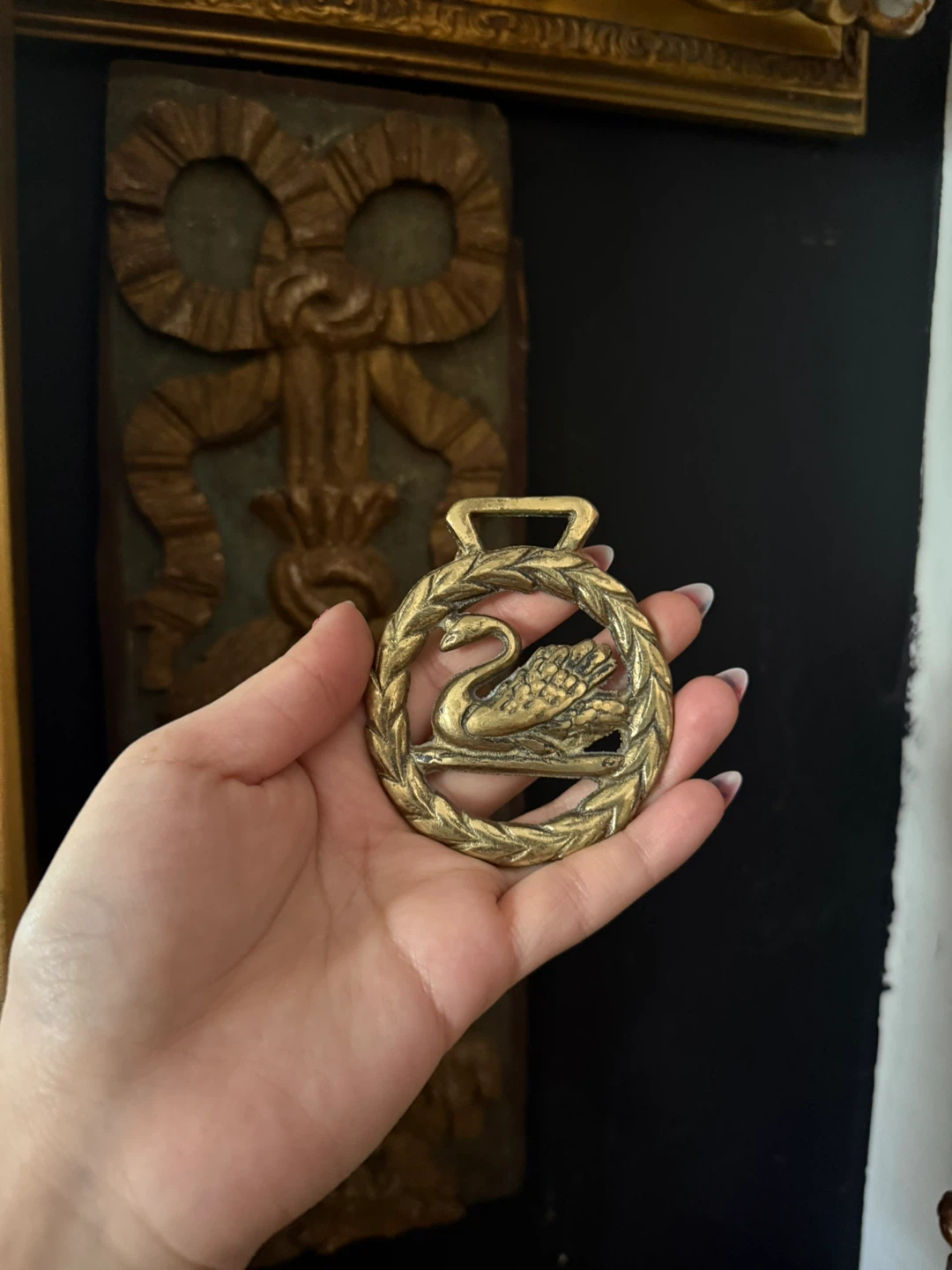 Vintage Swan Horse Brass