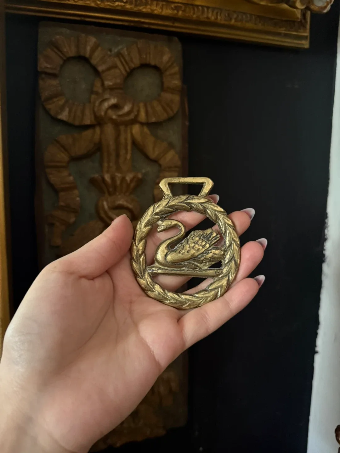 Vintage Swan Horse Brass