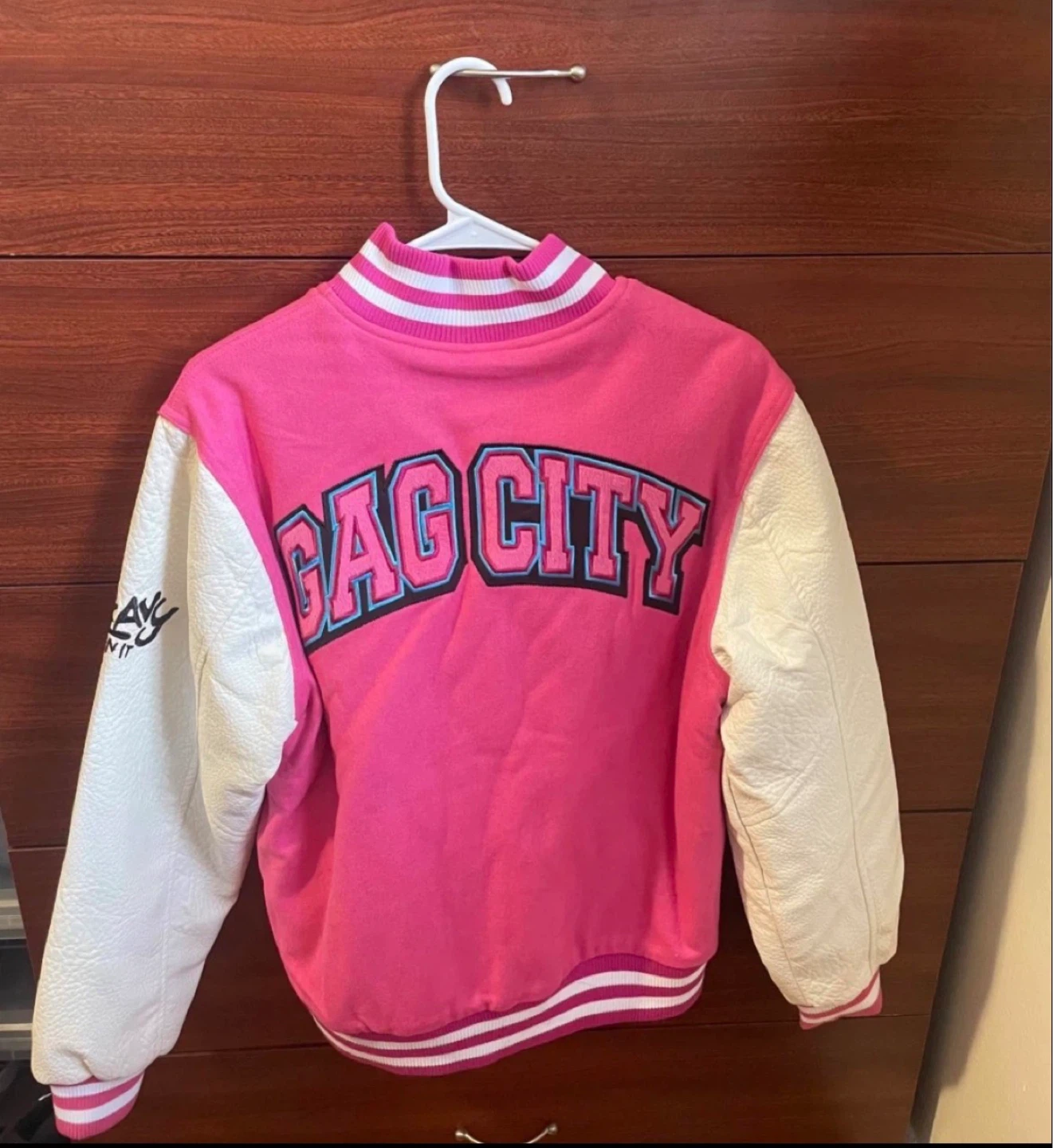 Nicki Minaj Gag City Pink Varsity Jacket $100 - photo 2