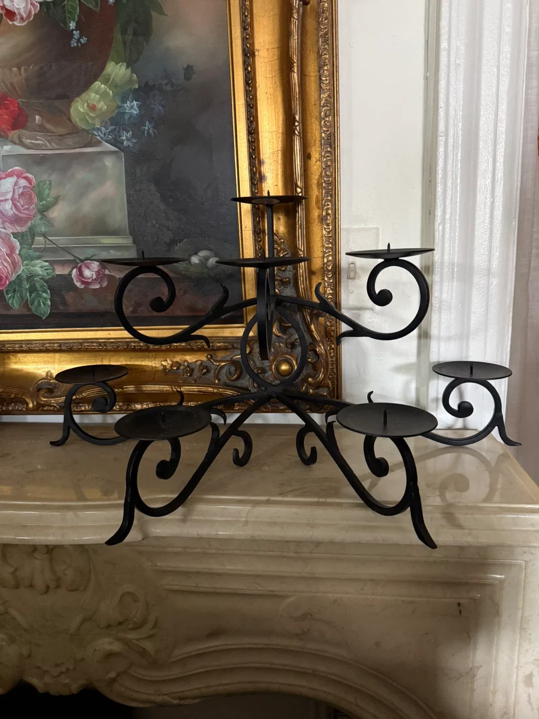 Black Metal Candelabra - Holds 8 Taper Candles