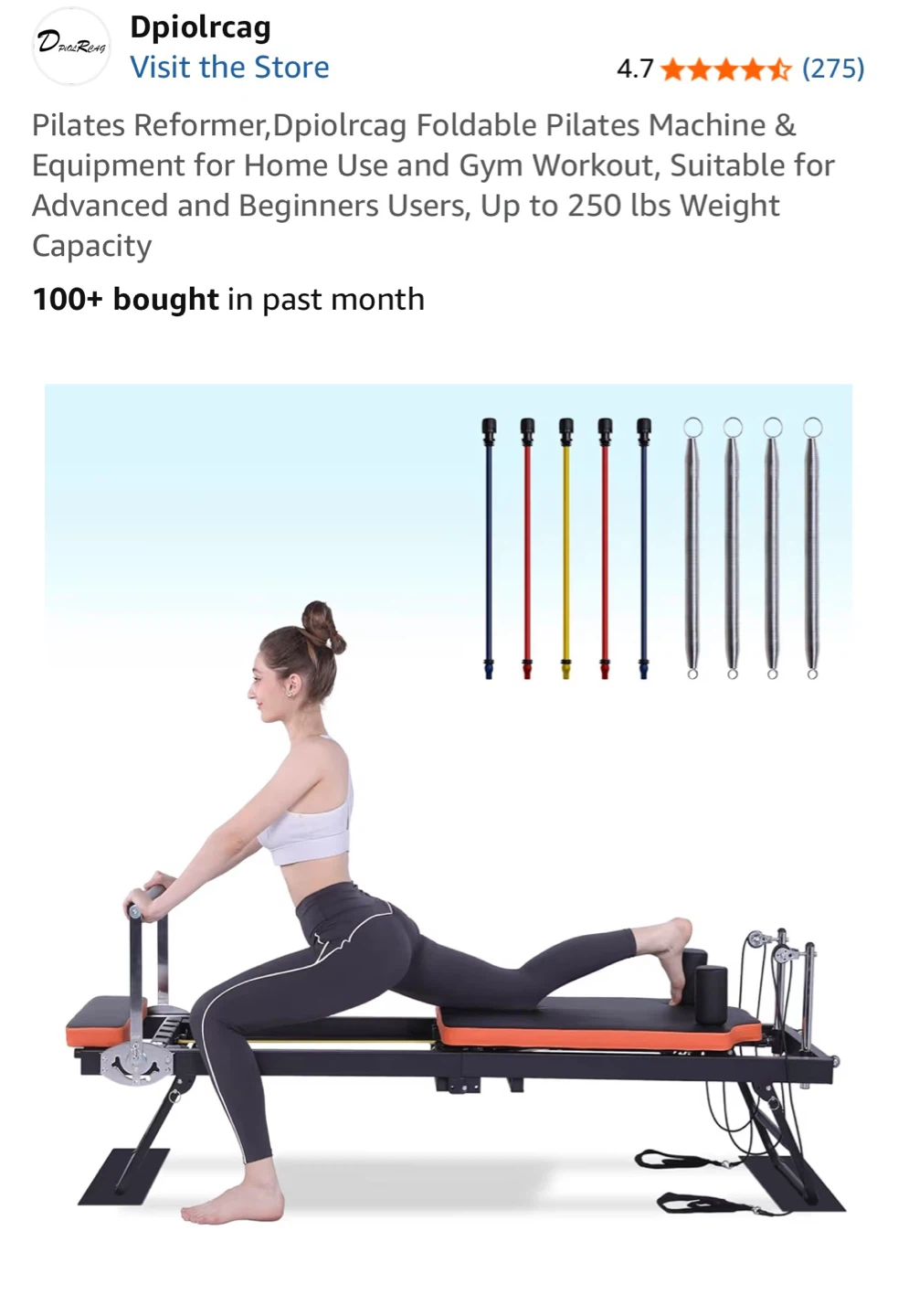 Dpiolrcag Foldable Pilates Machine