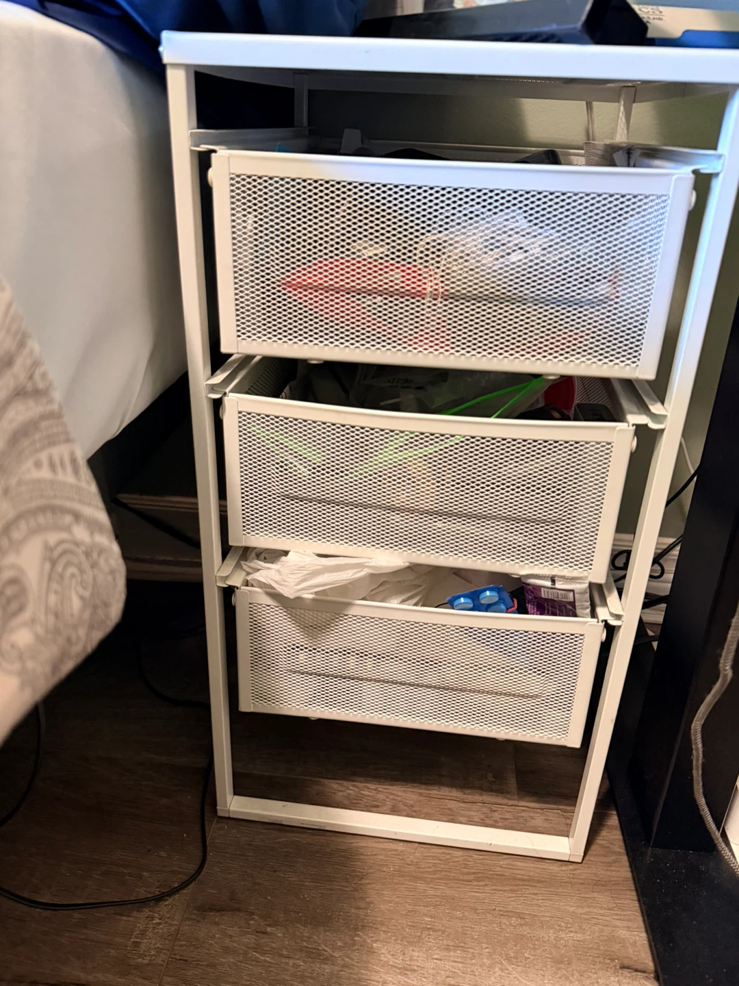 White 3-Drawer Rolling Storage Cart