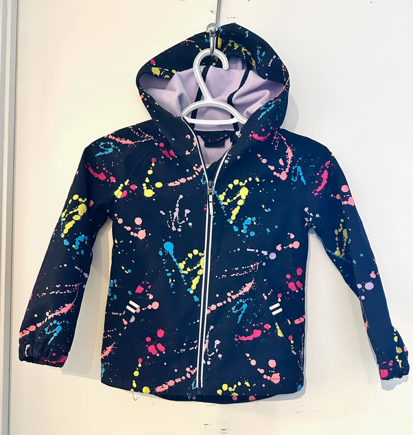 Kids Hooded rain Jacket with Splatter Print