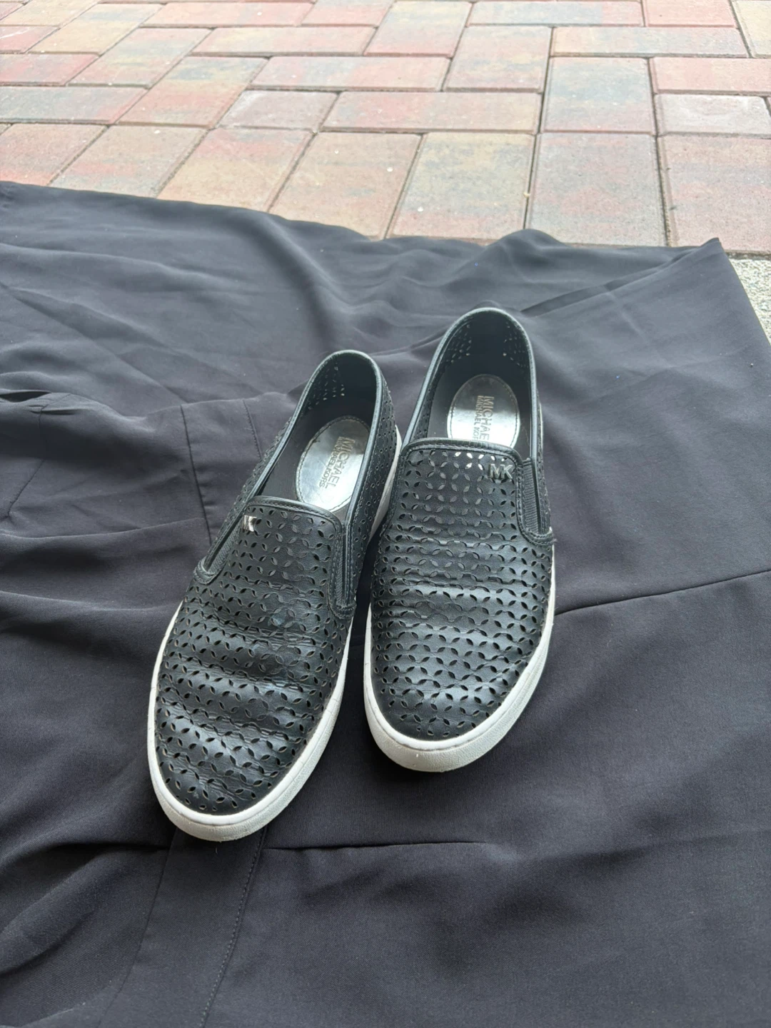Michael Kors Black Perforated Slip-On Sneakers
