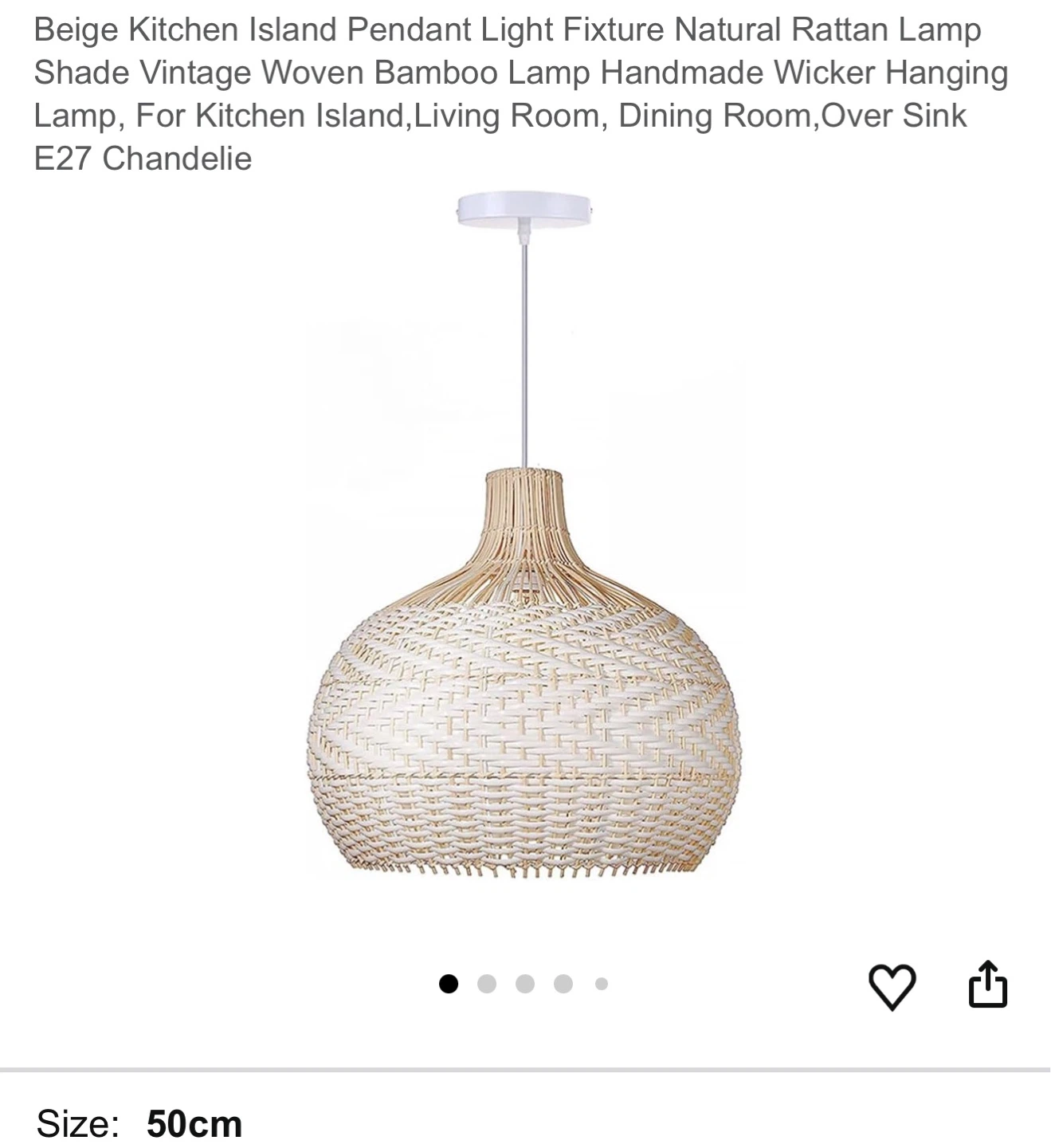 Woven Rattan Pendant Light Fixture - Beige