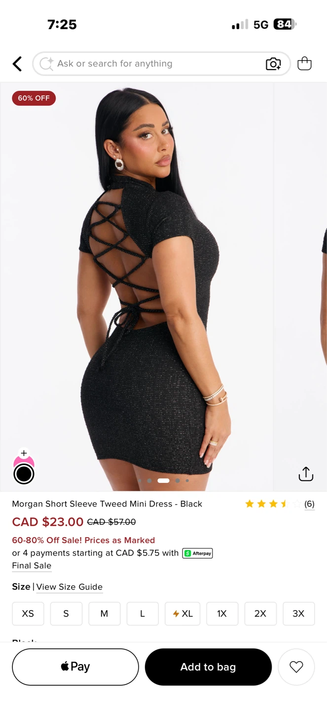 Morgan Short Sleeve Tweed Mini Dress - Black
