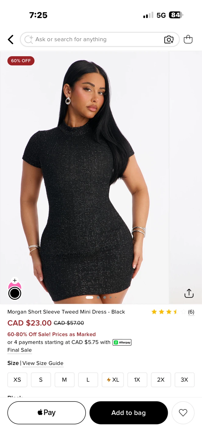 Morgan Short Sleeve Tweed Mini Dress - Black - photo 2