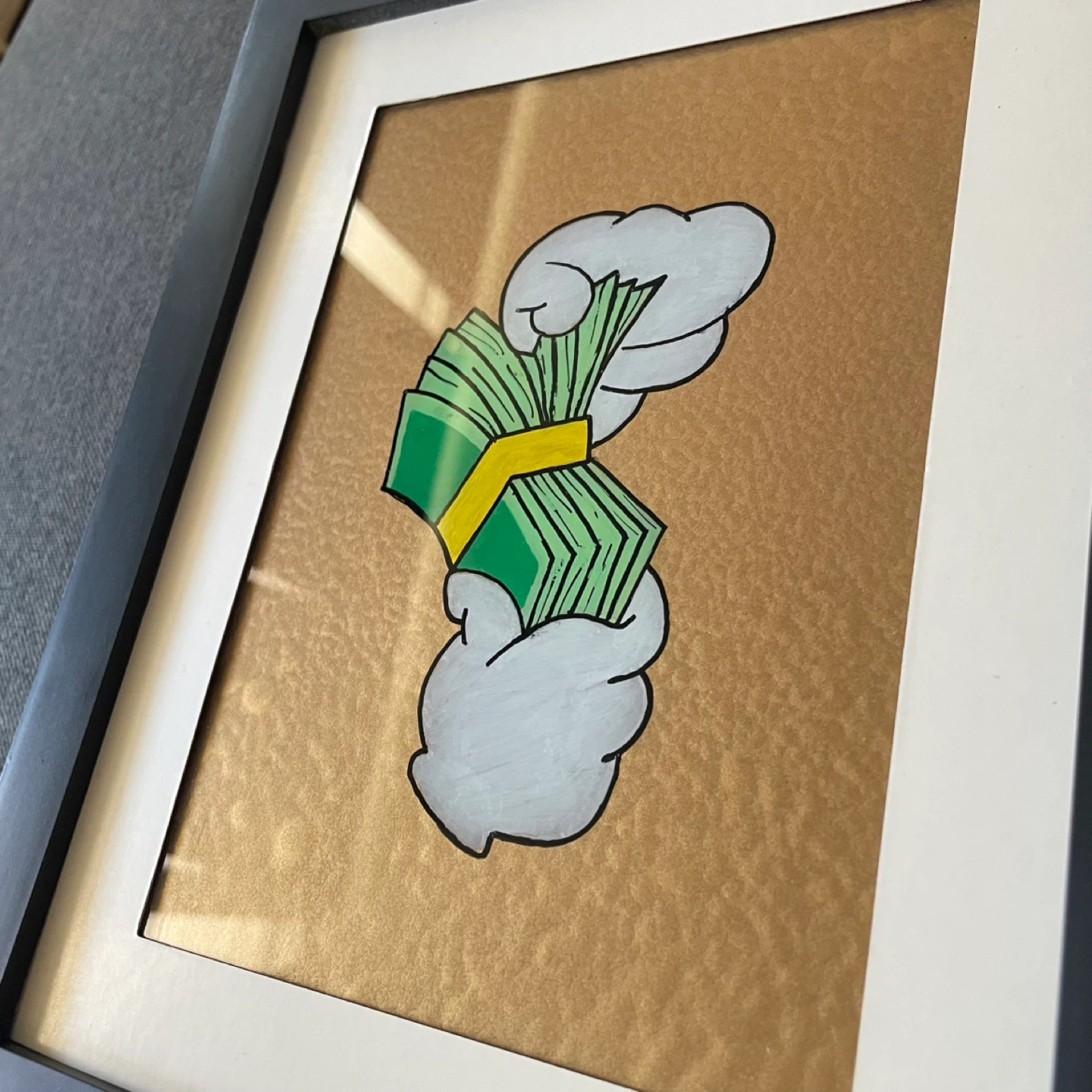 Framed Glass Cartoon Money Art Print - photo 2