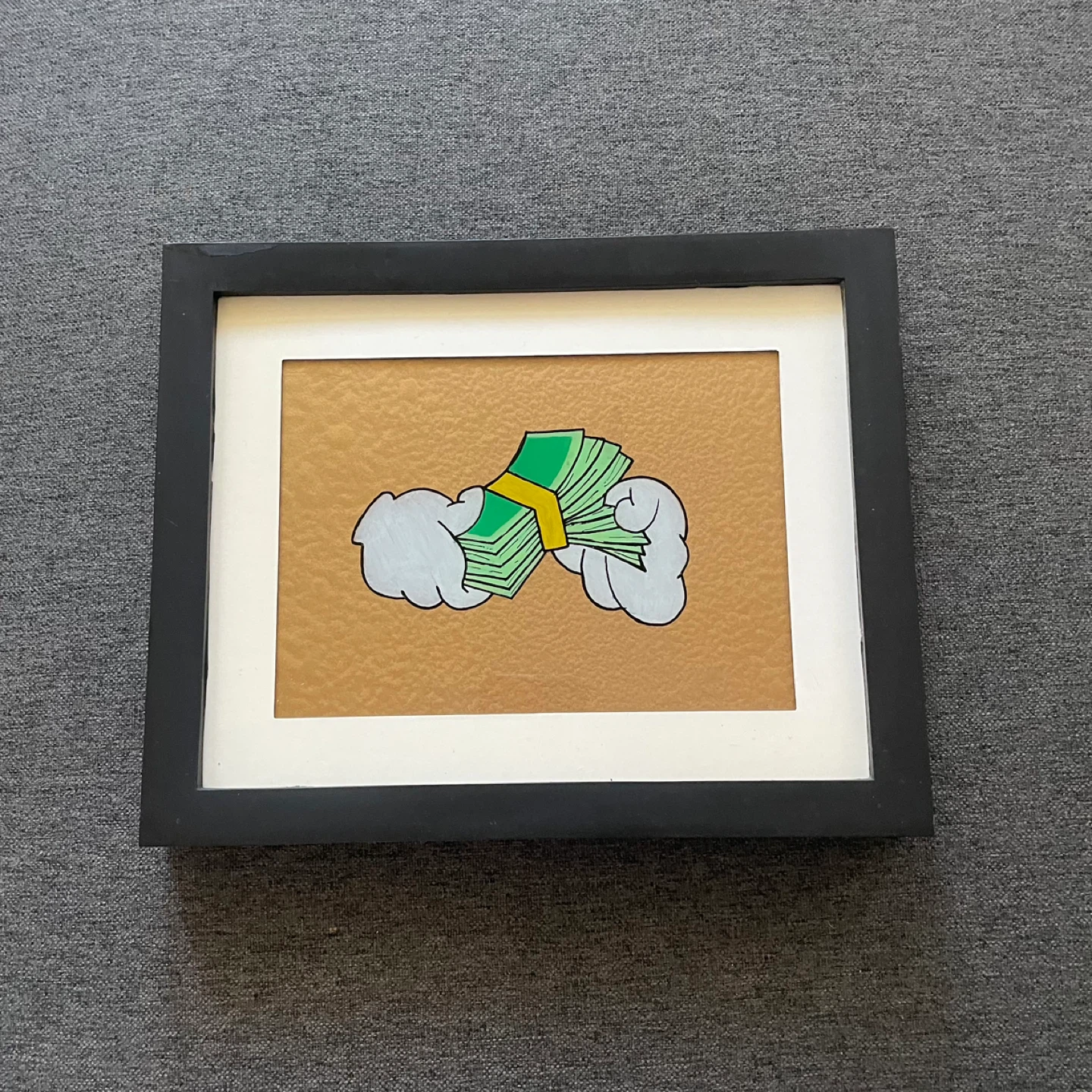 Framed Glass Cartoon Money Art Print