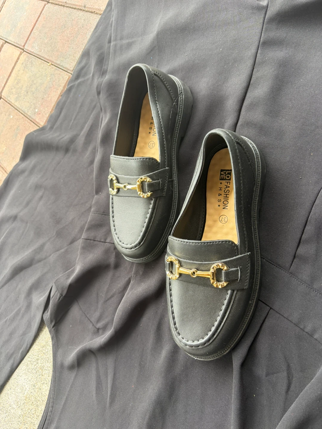 Black Loafers with Gold Buckle - photo 2