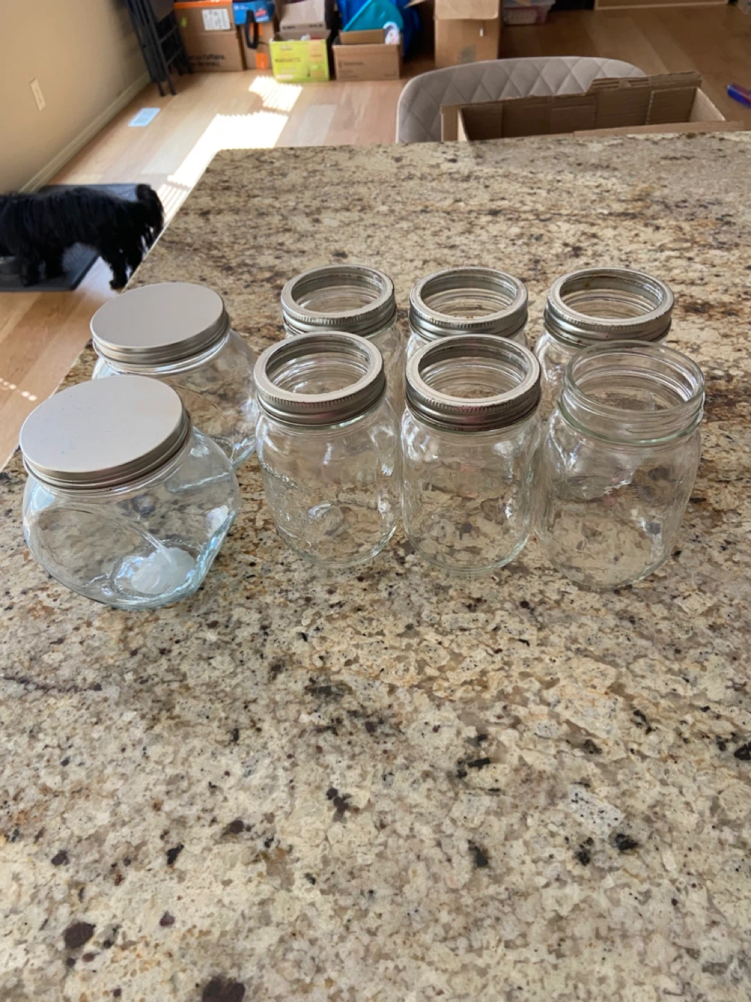 Set of 6 Mason Jars & 2 storage jars