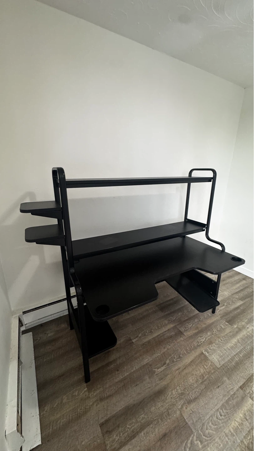 Black Computer Desk with Shelves - photo 3