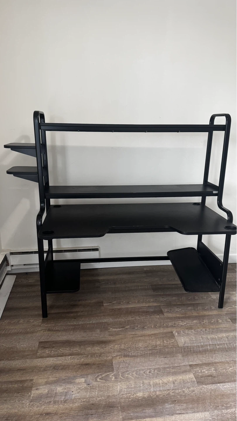 Black Computer Desk with Shelves - photo 5